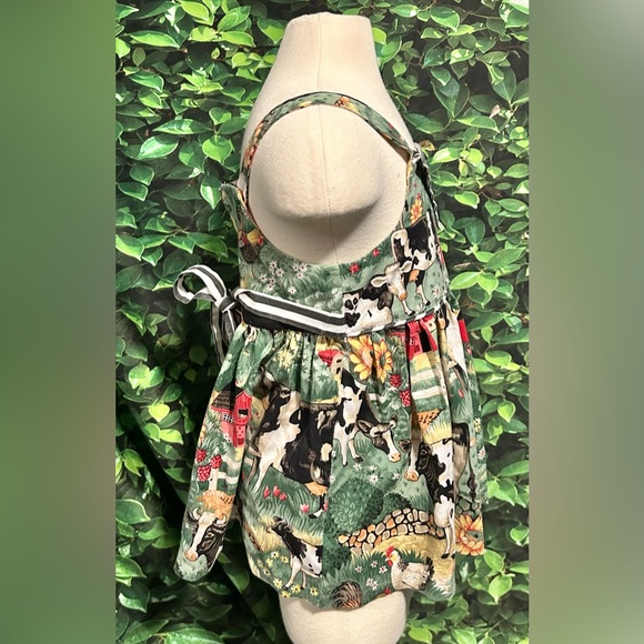 Handmade Toddler Girls Dress Sleeveless Farmyard Cows Size 2T/3T No Tags - Picture 2 of 9